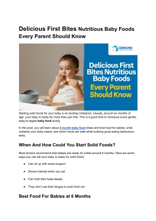 Delicious First Bites Nutritious Baby Foods Every Parent Should Know