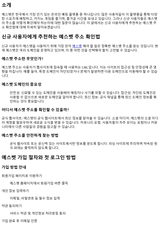 신규 사용자에게 추천하는 예스벳 주소 확인법