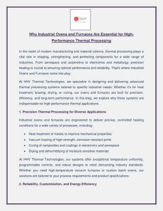 Why Industrial Ovens and Furnaces Are Essential for High-Performance Thermal Processing