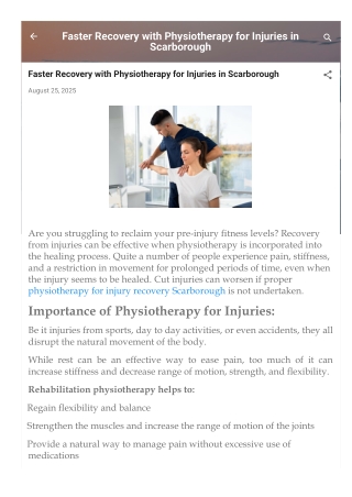 Faster Recovery with Physiotherapy for Injuries in Scarborough