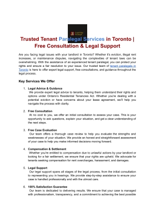 Trusted Tenant Paralegal Services in Toronto _ Free Consultation & Legal Support