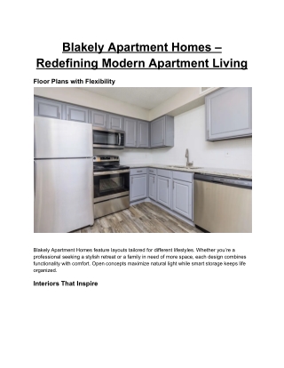 Blakely Apartment Homes – Redefining Modern Apartment Living