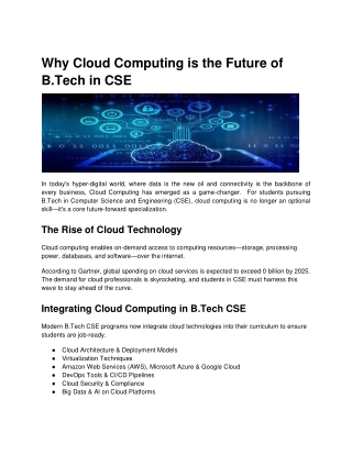 Why Cloud Computing is the Future of B.Tech in CSE