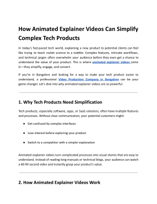 How Animated Explainer Videos Can Simplify Complex Tech Products