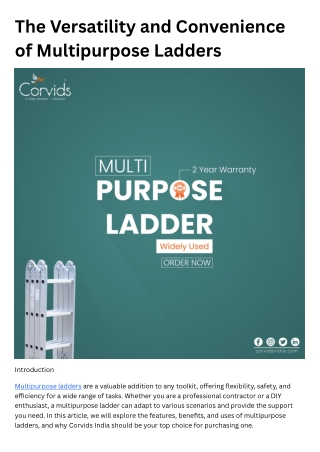Multipurpose Ladder Online | Durable & Foldable Ladders – Corvids India