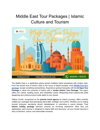 Middle East Tour Packages | Islamic Culture and Tourism