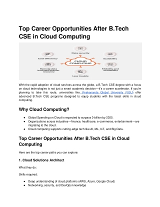 Top Career Opportunities After B.Tech CSE in Cloud Computing