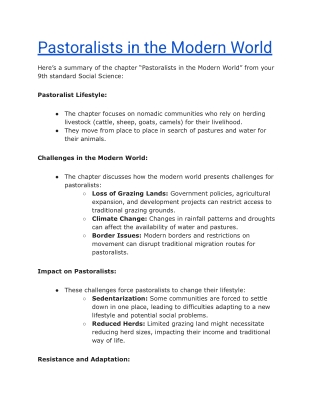NCERT Solutions for Class 9 History Chapter 5: Pastoralists in the Modern World