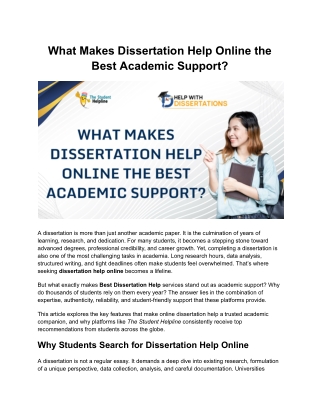 What Makes Dissertation Help Online the Best Academic Support