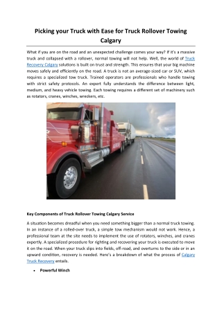 Picking your Truck with ease for Truck Rollover Towing Calgary