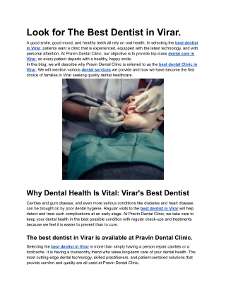 Look for The Best Dentist in Virar.