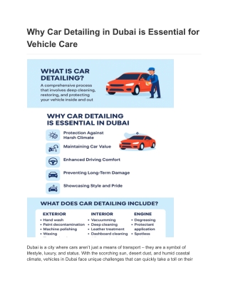 Why Car Detailing in Dubai is Essential for Vehicle Care