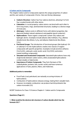NCERT Solutions for Class 10 Science Chapter 4 | Carbon and its Compounds