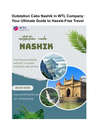 Outstation Cabs from Nashik with WTL Company: Travel Comfortably and Safely Acr