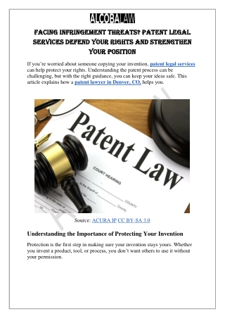 Facing Infringement Threats Patent Legal Services Defend Your Rights and Strengthen Your Position
