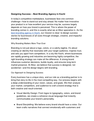 Designing Success – Best Branding Agency in Kochi