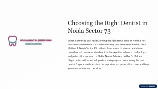 Choosing the Right Dentist in Noida Sector 73