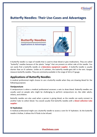Butterfly Needles Use Cases and Benefits