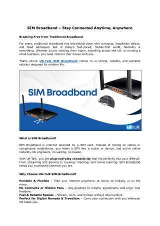 The Digital Nomad Life in the UK | Stay Connected Anywhere with SIM Broadband