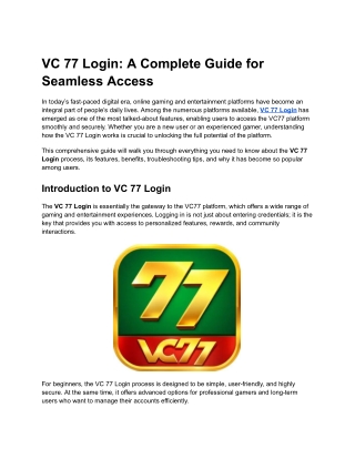 VC 77 Login