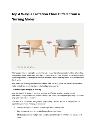 Top 4 Ways a Lactation Chair Differs from a Nursing Glider