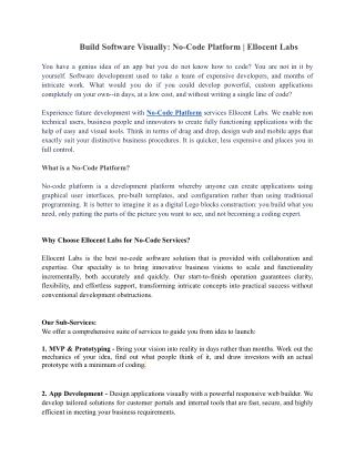 Build Software Visually No-Code Platform  Ellocent Labs