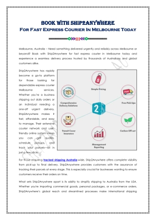 Book With Ship2Anywhere For Fast Express Courier