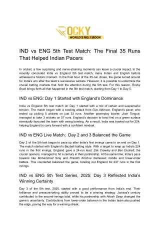 IND vs ENG 5th Test Match_ The Final 35 Runs That Helped Indian Pacers