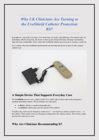 Why UK Clinicians Are Turning to the UroShield Catheter Protection Kit