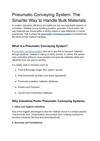 Pneumatic Conveying System - Times Automation