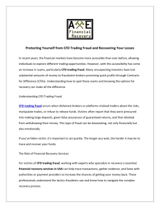 Protecting Yourself from CFD Trading Fraud and Recovering Your Losses