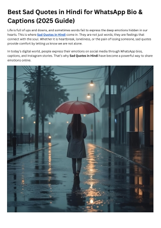 Best Sad Quotes in Hindi for WhatsApp Bio & Captions (2025 Guide)