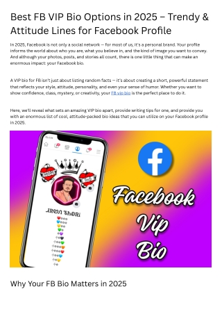 Best FB VIP Bio Options in 2025 – Trendy & Attitude Lines for Facebook Profile