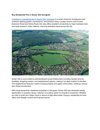 Buy Residential Plot in Sector 52A Gurugram