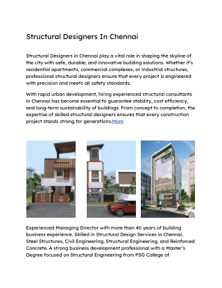 Structural Designers In Chennai
