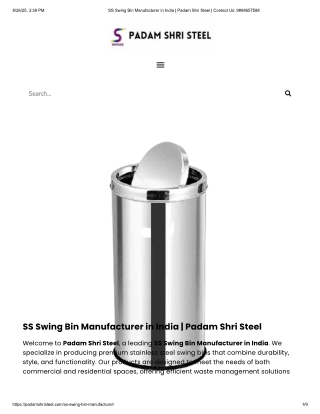 SS Swing Bin Manufacturer in India | Hot Pot Manufacturer in India