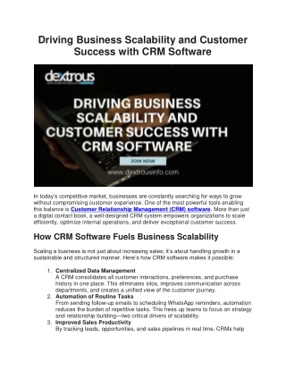 Driving Business Scalability and Customer Success with CRM Software