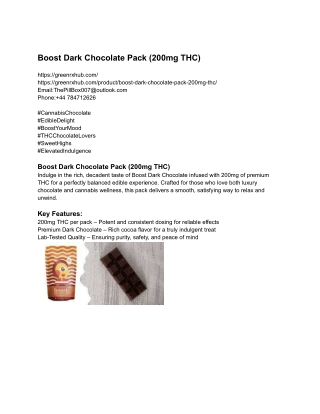 Boost Dark Chocolate Pack (200mg THC)