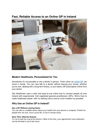 Fast, Reliable Access to an Online GP in Ireland