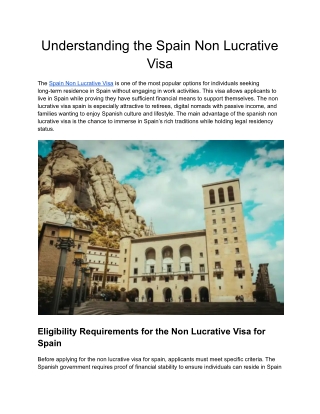 Understanding the Spain Non Lucrative Visa (1)