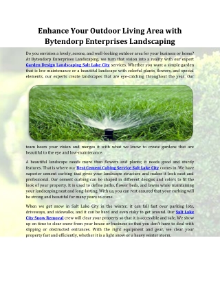 Enhance Your Outdoor Living Area with Bytendorp Enterprises Landscaping