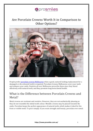 Are Porcelain Crowns Worth It in Comparison to Other Options