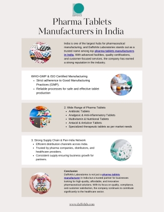 Pharma Tablets Manufacturers in India