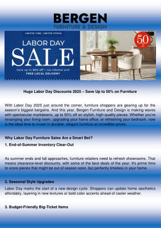 Huge Labor Day Discounts 2025 – Save Up to 50 on Furniture