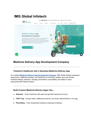 IMG Global Infotech – Trusted Medicine Delivery App Development Company