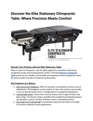 Discover the Elite Stationary Chiropractic Table_ Where Precision Meets Comfort