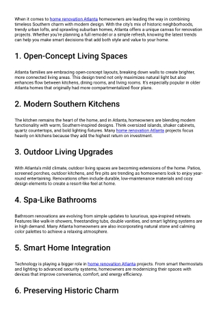 Trending Home Renovations in Atlanta Upgrade Your Space for Today’s Lifestyle