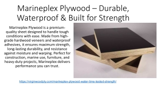 Marineplex Plywood – Durable, Waterproof & Built