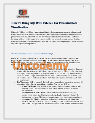 How To Using  SQL With Tableau For Powerful Data Visualization.