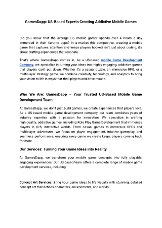 GamesDapp_ US-Based Experts Creating Addictive Mobile Games